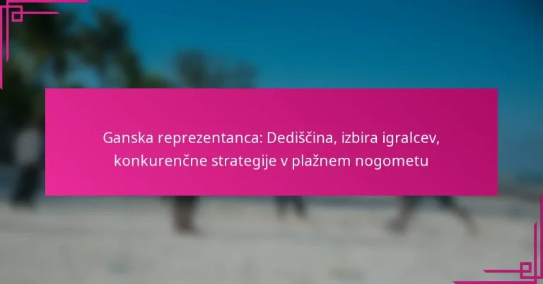 Ganska reprezentanca: Dediščina, izbira igralcev, konkurenčne strategije v plažnem nogometu